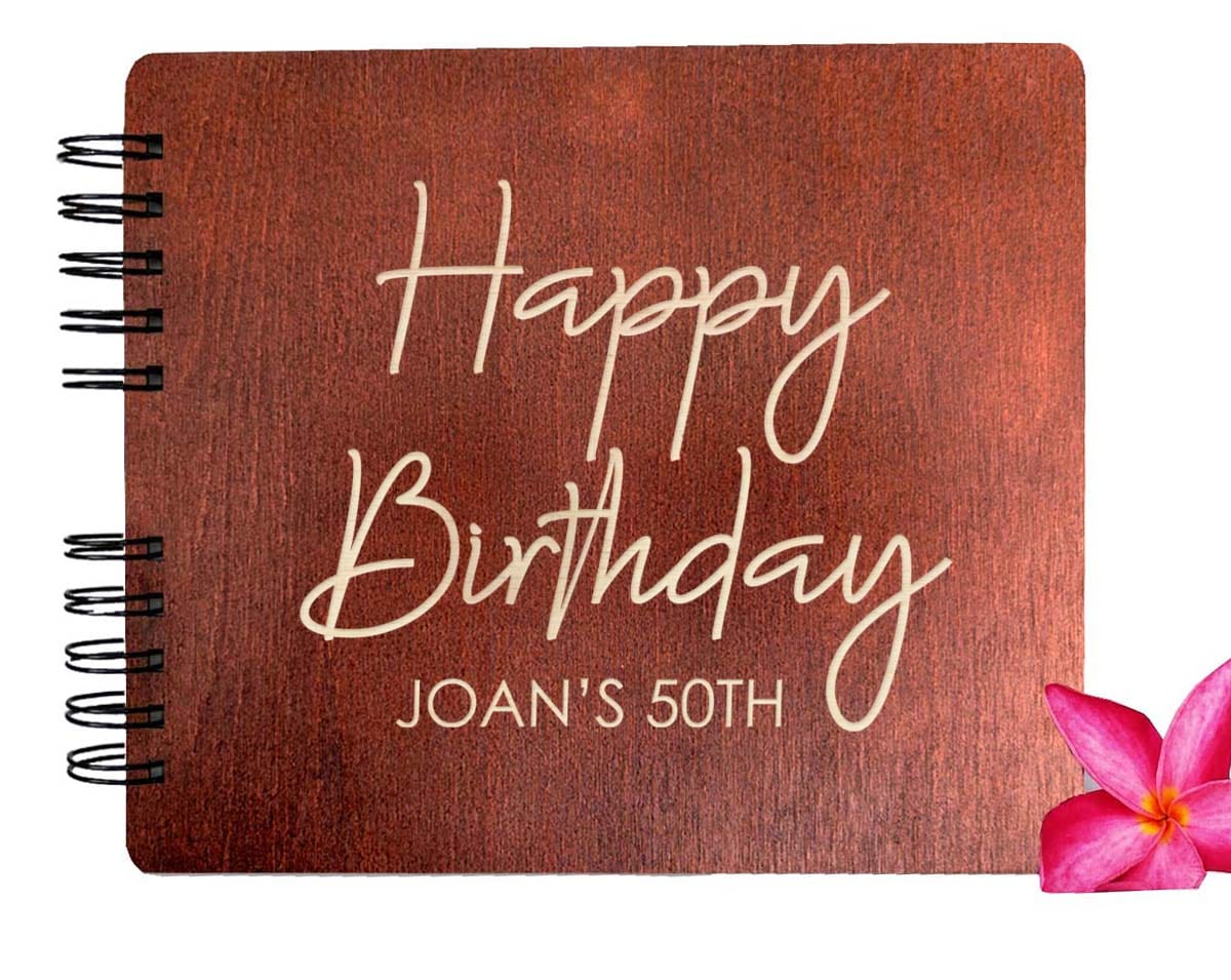 WEDDINGS Mahogany 80 Pages 7x8.5 / Ivory Blank Birthday Party Guest Book Personalized Album Guest Sign In Custom for Happy Birthday Party Gift