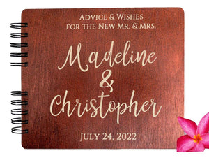 WEDDINGS Mahogany 80 Pages 7x8.5 / Ivory Blank Wedding Happily Ever After Wood Personalized Album Guest Book Guest Sign In Custom Hardcover Guestbook for Future Mr Mrs
