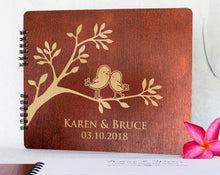 WEDDINGS Mahogany 80 Pages / With Blank Pages Love Birds Couple Rustic 8.5x7 Wooden Guestbook Bride Groom Soon to Be Mr Mrs Personalized Engraved Wedding Album Bridal Shower Gift