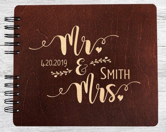 Mr & Mrs Engraved Wood Recipe Book