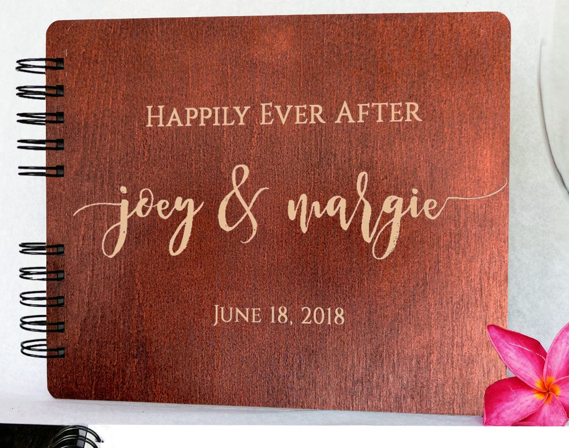 WEDDINGS Mahonagy 8.5 x 7 / 80 Pages Ivory Blank Personalized Wedding Guest Book Wooden Custom Hand Made Alternative Guestbook for Newlywed Wedding Guest Register  Album