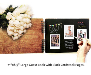 WEDDINGS Modern Wedding Guest Book Wood Hard Cover Personalized Elegant Album Guest Sign In Custom for Bridal Shower Gift
