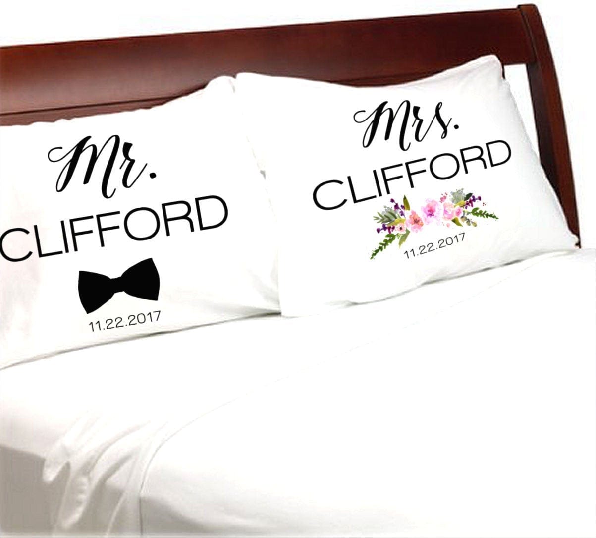 WEDDINGS Mr and Mrs  Pillowcases Modern Personalized Pillow Cases for Newlyweds Wife Husband Wedding Anniversary Engagement gifts for a Couple
