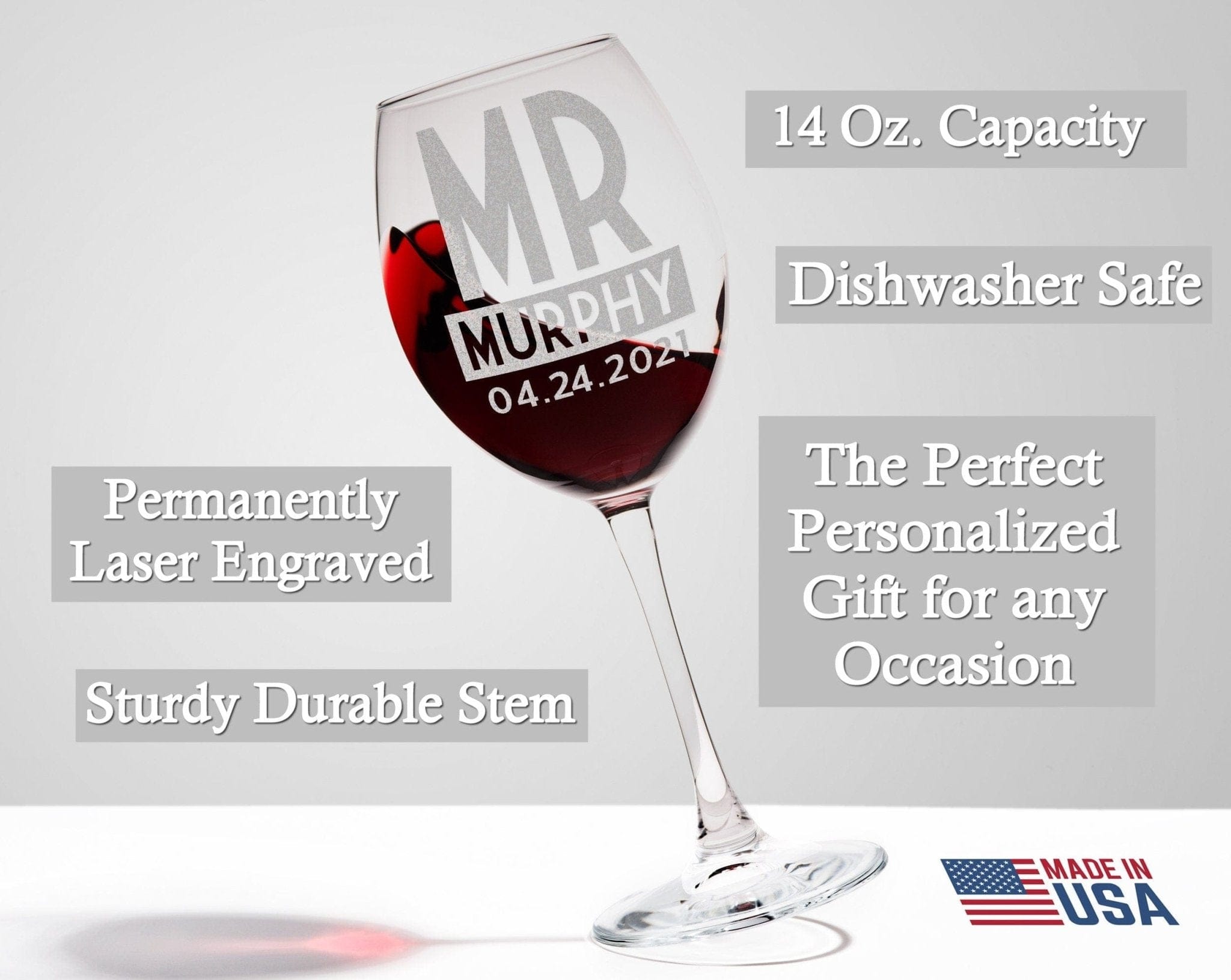 WEDDINGS Mr Mrs Set of 2 Personalized Stem Wine Glass for Bride Groom Newly Married Future Soon to Be Engaged Gift His Her Glasses Couples Engraved