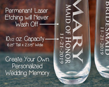 WEDDINGS Name Glass Stemless Champagne Flutes Bridal Party Gifts for Her Custom Proposal Bride Engraved Wine Idea Personalized Maid of Honor Flute