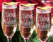 WEDDINGS ONE Eat Drink and Be Married Champagne Glass Flutes Wedding Party Gift Newly Married Wedding Shower Present Idea Custom Gift for Bride Groom