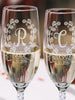 WEDDINGS ONE Monogram Initial Wreathe Classy Champagne Flute Personalized Engraved Wedding Anniversary Glass Bridal Shower Favors Graduation Gifts