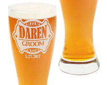 WEDDINGS ONE Wedding Party Favor Personalized Pilsner Glass- Groomsmen Gifts Custom Engraved Beer Glass for Him Best Man Gift Father of the Groom Mug