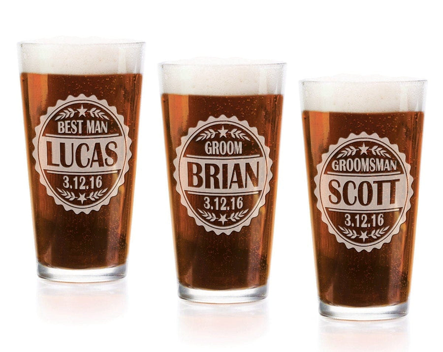 Personalized Classy Glass Patch Wedding Party Craft Pub Glasses Grooms  Stocking Factory