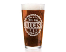 WEDDINGS Personalized Classy Glass Patch Wedding Party Craft Pub Glasses Groomsmen Best Man Engraved Pint Drinking Glass Gift Favors Custom Beer Mug