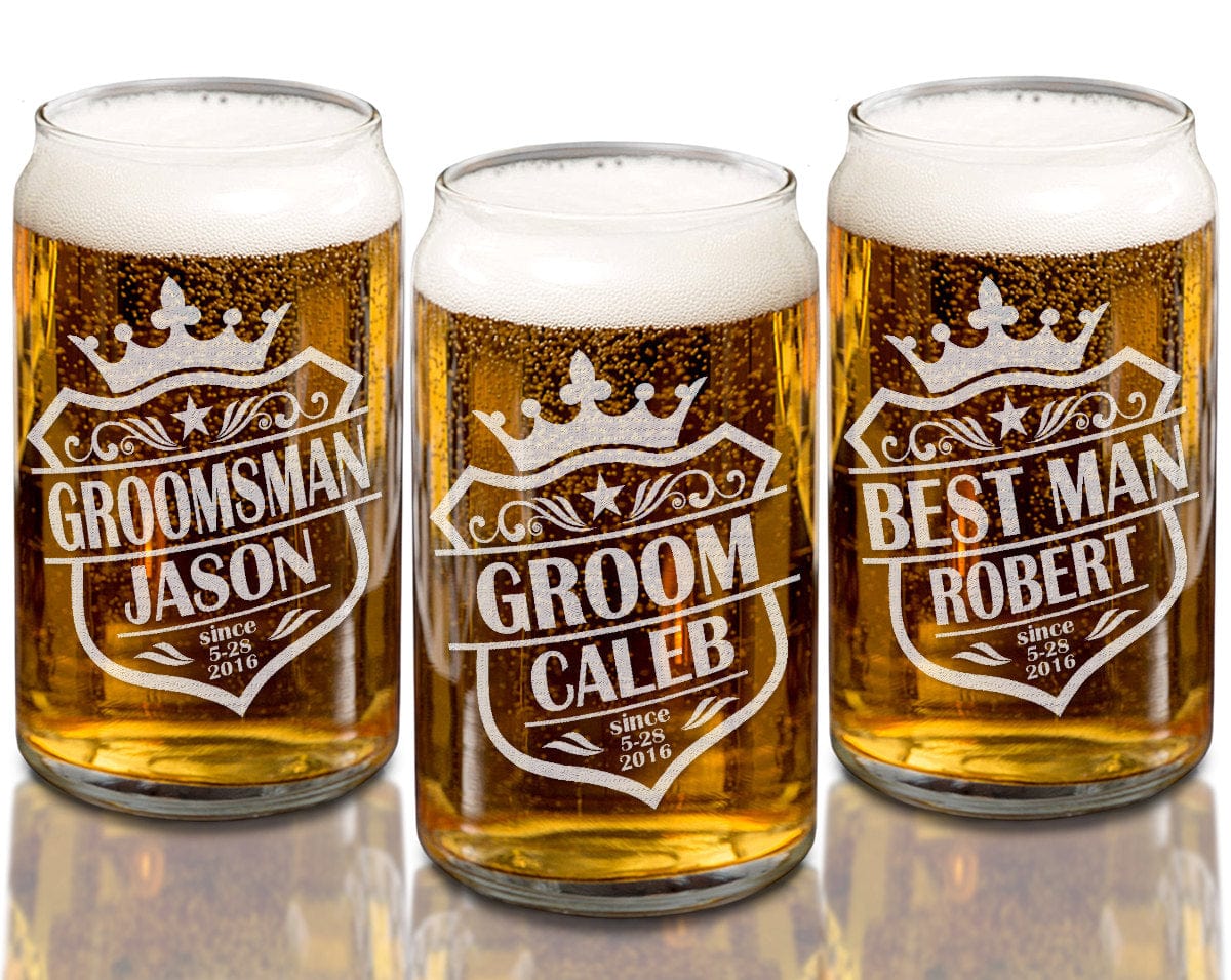 WEDDINGS Personalized Crown Groomsmen Gift 16oz or 20oz beer can Wedding Gift Couple Favors Usher Best Man Father of the Bride Bachelor Party Gift