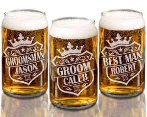 WEDDINGS Personalized Crown Groomsmen Gift 16oz or 20oz beer can Wedding Gift Couple Favors Usher Best Man Father of the Bride Bachelor Party Gift