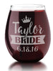 WEDDINGS Personalized Crown Stemless Wine Glass Wedding Reception Rehearsal Toasting Glasses 21Oz Maid of Honor Bride Will You Be My Bridesmaid?