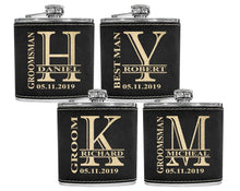 WEDDINGS Personalized Engraved Flask for Women Men Custom Leather Wedding Monogram Groomsmen Bridesmaid Gift Father of Bride Grooms Stainless Flasks