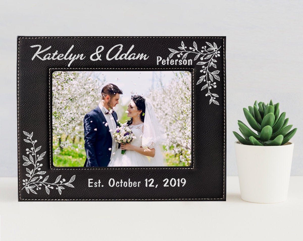 WEDDINGS Personalized Gold or Silver Engraved Mr Mrs Couples First Anniversary Wedding Photo Frame New Wife Husband Groom Bride for Mom Dad Granny