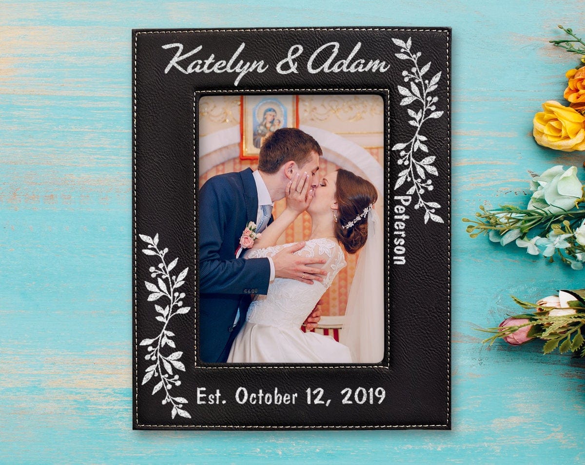 WEDDINGS Personalized Gold or Silver Engraved Mr Mrs Couples First Anniversary Wedding Photo Frame New Wife Husband Groom Bride for Mom Dad Granny