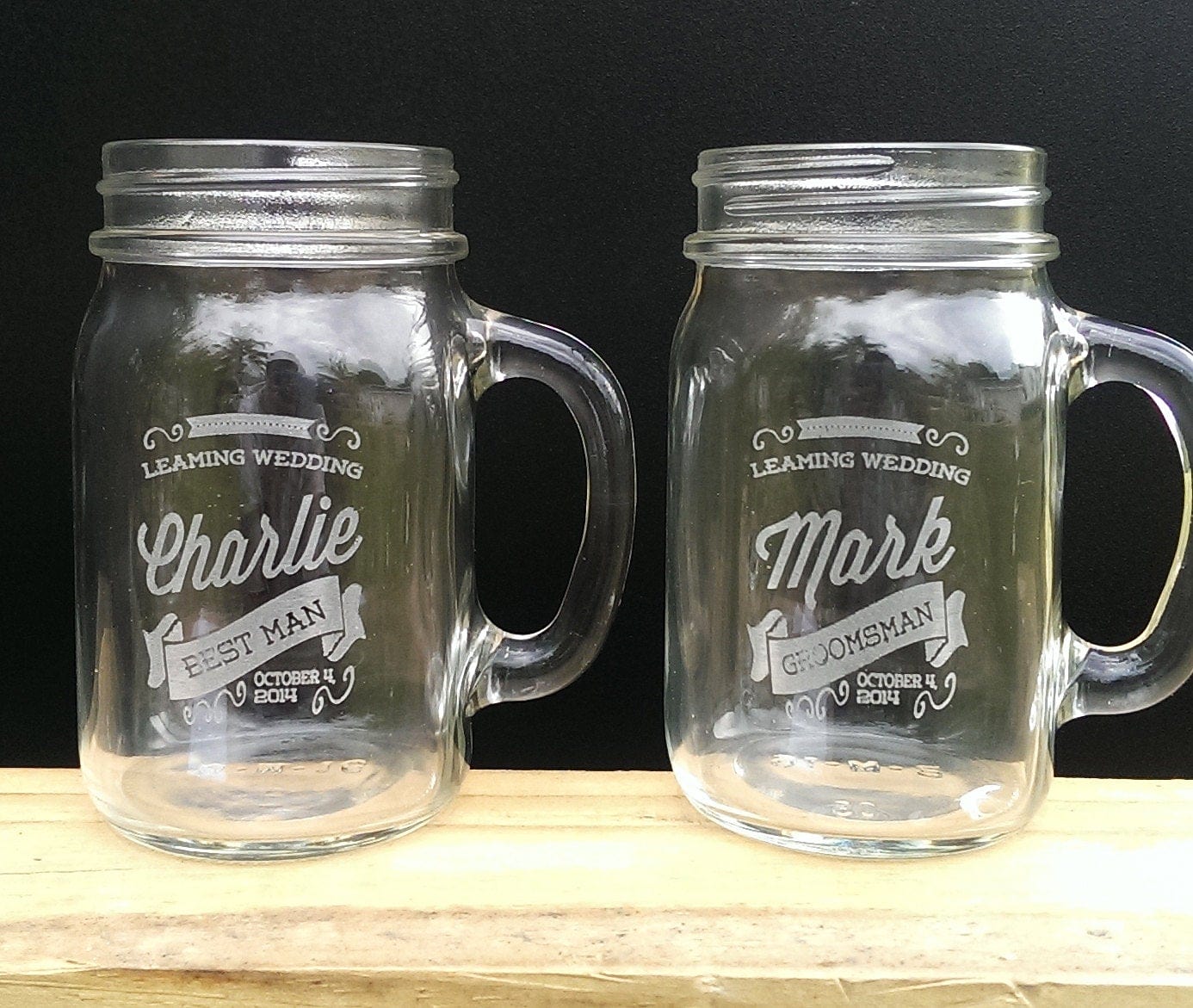 WEDDINGS Personalized Mason Retro Groomsmen Gift Jar Glass Handle Custom Engraved Wedding Party Gift Idea Bridesmaid Drinking Glasses Bulk  Discount