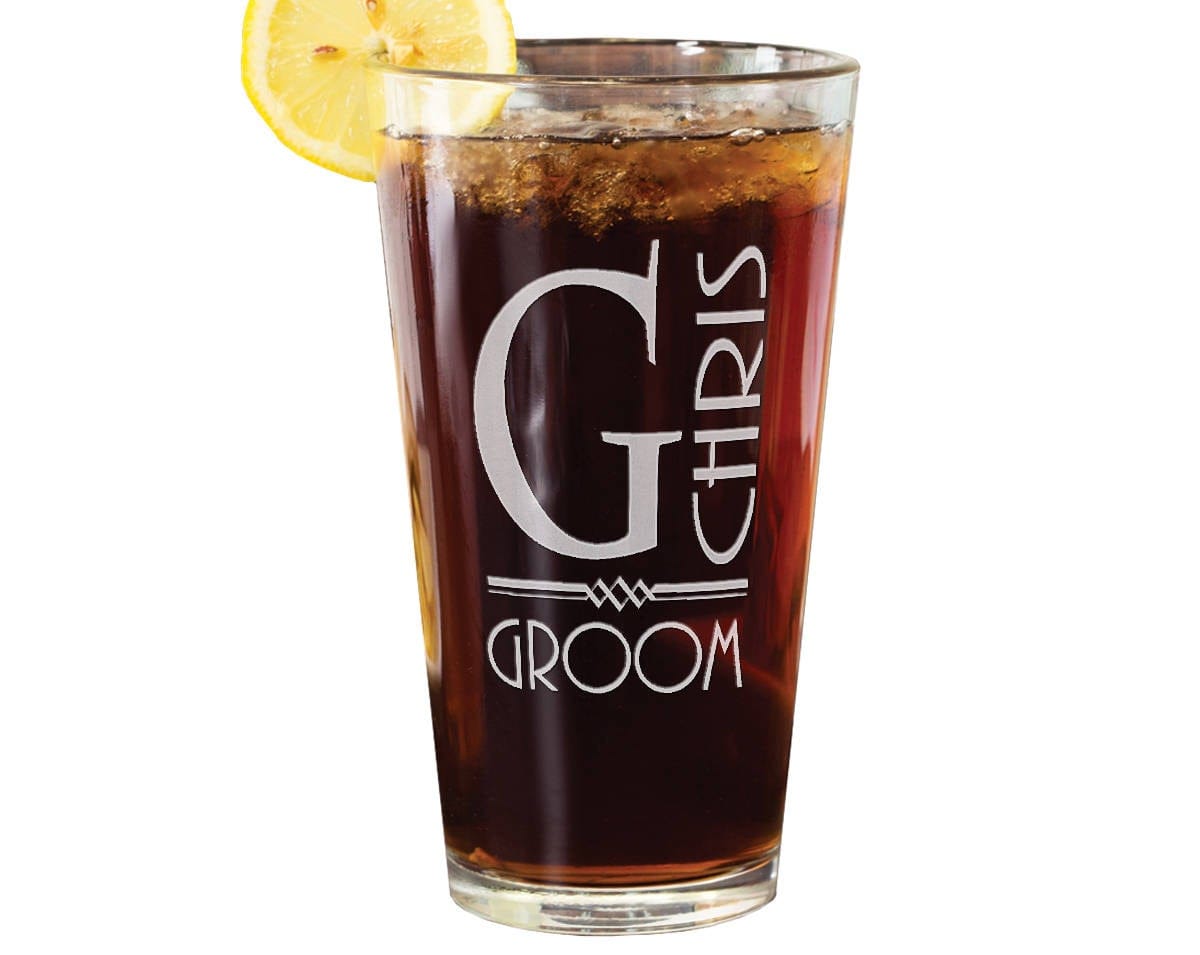 WEDDINGS Personalized Monogram Wedding Party Gift Groomsmen Beer Pint Glass for Groom Unique Daddy Gift Engraved Beer Mug Father in Law Best Man Gift