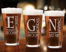WEDDINGS Personalized Monogram Wedding Party Gift Groomsmen Beer Pint Glass for Groom Unique Daddy Gift Engraved Beer Mug Father in Law Best Man Gift