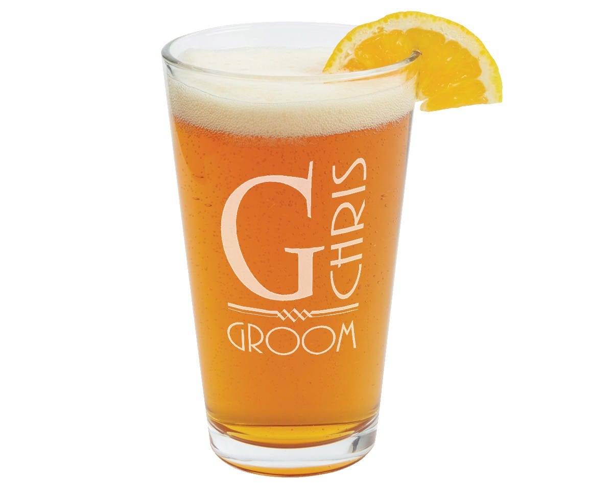 WEDDINGS Personalized Monogram Wedding Party Gift Groomsmen Beer Pint Glass for Groom Unique Daddy Gift Engraved Beer Mug Father in Law Best Man Gift