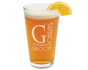WEDDINGS Personalized Monogram Wedding Party Gift Groomsmen Beer Pint Glass for Groom Unique Daddy Gift Engraved Beer Mug Father in Law Best Man Gift