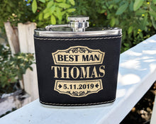WEDDINGS Retro Classy Customize Black Leather Flask with Gold Engraving for Wedding Birthday Gift for Dad Husbands Present Unique Wife Gifts Best Man