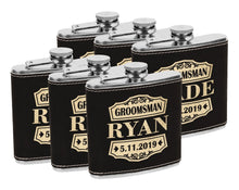 WEDDINGS Retro Classy Customize Black Leather Flask with Gold Engraving for Wedding Birthday Gift for Dad Husbands Present Unique Wife Gifts Best Man
