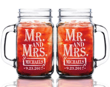 WEDDINGS Retro Mr Mrs Laser Engraved Personalized 16oz Set of 2 Mugs for Newlyweds Celebration Toasting Glasses for Bride Groom Future Mr. Mrs. Gift