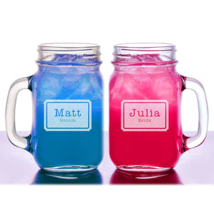WEDDINGS Simple Bride Groom Best Man Personalized Wedding Mason Jars Engraved Weddding Favor Idea Handle Mug Drinking Glasses for Couple Favors Gift
