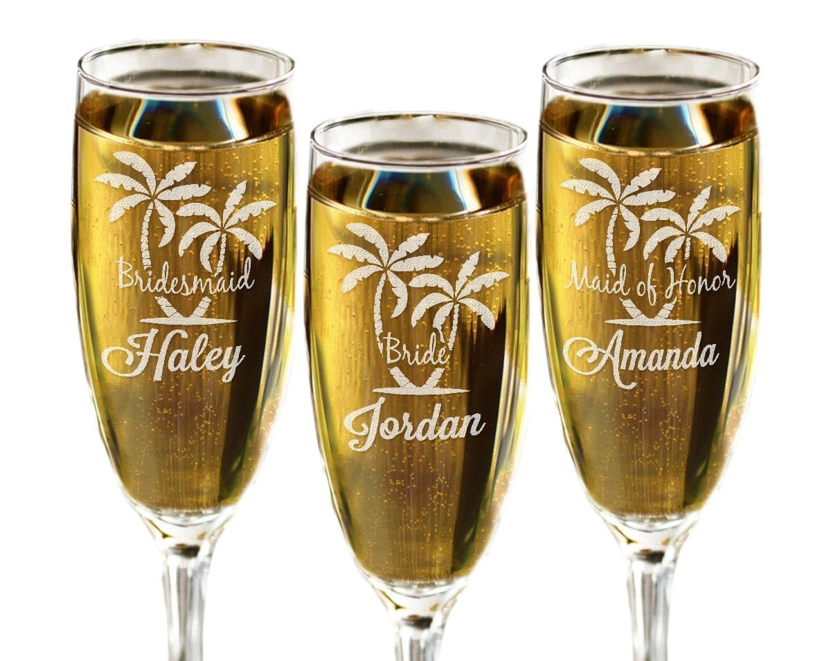 WEDDINGS Single Beach Wedding Bridesmaid Bride Maid of Honor Champagne Flutes Nautical Beach Wedding Favor Beach Theme Party Favor Wedding Gifts