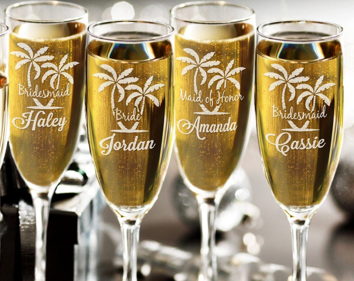 WEDDINGS Single Beach Wedding Bridesmaid Bride Maid of Honor Champagne Flutes Nautical Beach Wedding Favor Beach Theme Party Favor Wedding Gifts