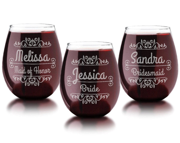 Personalized stemless wine glasses for bridesmaids best sale