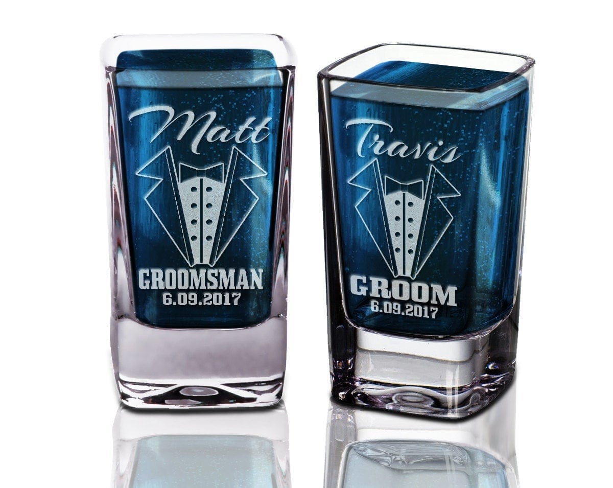 WEDDINGS Tuxedo Groom Wedding Party Personalized Shot Glass Tux Bachelor Engraved Guest Favors Custom Shot Glasses Gift Bulk Personalized Discount