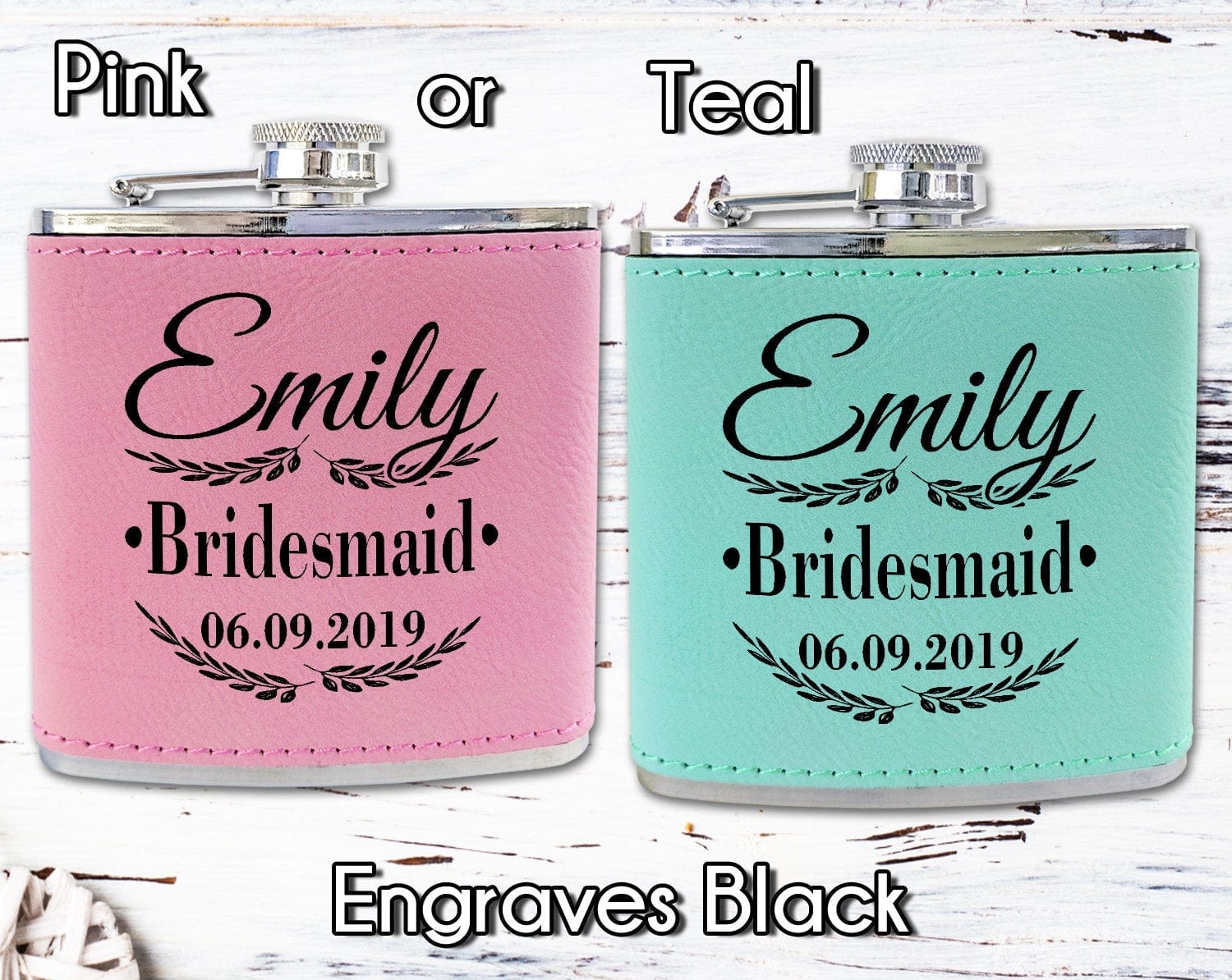 WEDDINGS Unique Engraved Black Flasks Personalized Womens Gift 21st Birthday Favors Girls Trip Present Wedding Party Bridesmaids Thank You Gifts