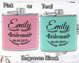 WEDDINGS Unique Engraved Black Flasks Personalized Womens Gift 21st Birthday Favors Girls Trip Present Wedding Party Bridesmaids Thank You Gifts
