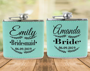 WEDDINGS Unique Engraved Black Flasks Personalized Womens Gift 21st Birthday Favors Girls Trip Present Wedding Party Bridesmaids Thank You Gifts