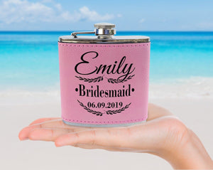 WEDDINGS Unique Engraved Black Flasks Personalized Womens Gift 21st Birthday Favors Girls Trip Present Wedding Party Bridesmaids Thank You Gifts