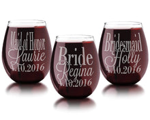 WEDDINGS Wedding Party Stemless Wine Glasses Personalized Etched Stemless Glassware Gift for Bridesmaid Bride Maid of Honor Mother of Groom Bride