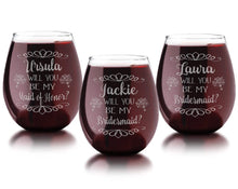 WEDDINGS Will You Be My ONE Personalized Stemless Wine Glass Asking Bridesmaid Maid of Honor Invite Gift Idea Bridal Party Gifts Bachelorette Favors