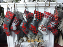 CHRISTMAS STOCKINGS Woodland Santa Snowman Gnomes Personalized Christmas Stockings Buffalo Check Owl Squirrel Red Barn for Kids and Family Holidays 2022